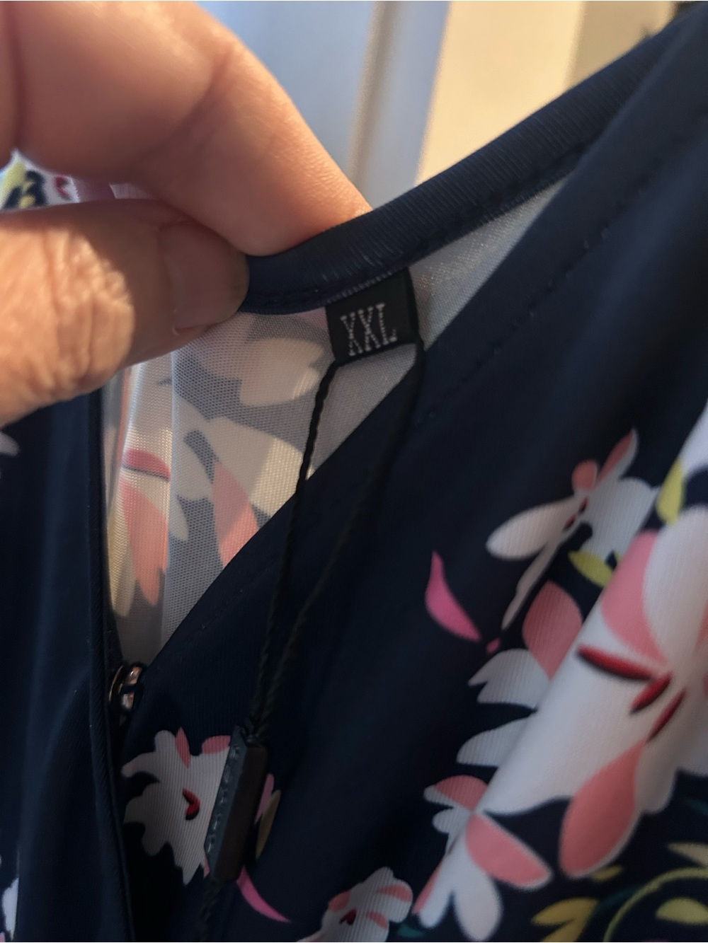 Navy Floral Maxi Dress with Pink Blossom Print - Picture 3 of 6